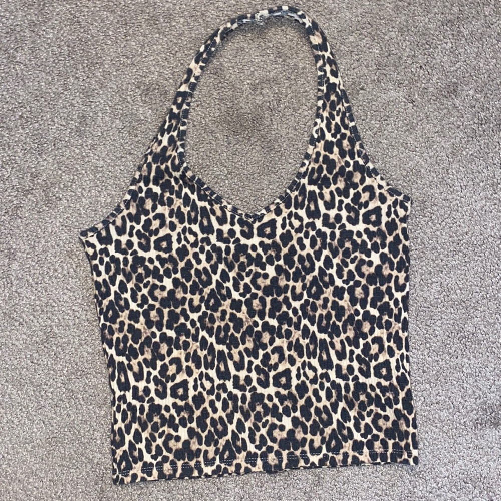 cheetah print halter tank top